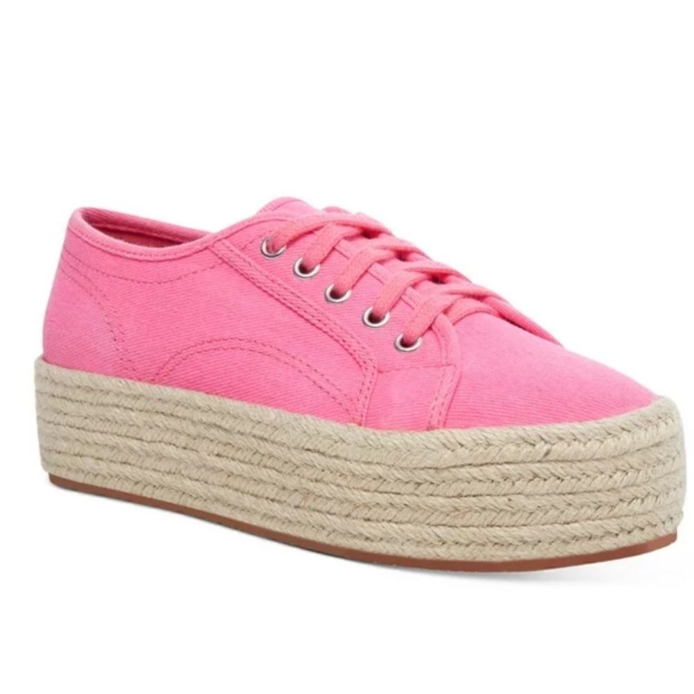 WILD PAIR Pink Espadrille Sofeya Round Toe Platform Lace-Up Sneaker 6.5